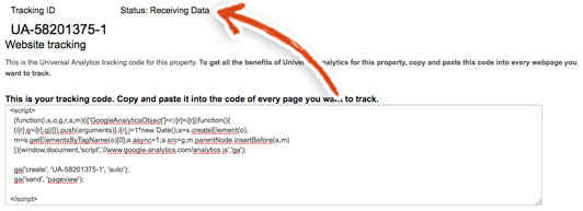 google-analytics-tracking-code-receiving-data